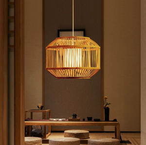 Plafonnier en bambou conçu avec un tissage en bambou naturel, distribution de lumière douce et style décoratif d'intérieur - Product Image 1