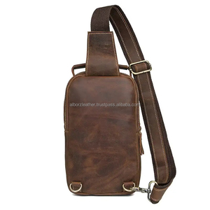 Venta Directa de Fábrica de Bolsos de Pecho con Cremallera de Cuero Genuino Vintage de Lujo Personalizados al por Mayor, Bolsos Cruzados de Hombro para Hombre - Product Image 4