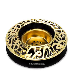 Metal Golden Calligraphy Laser Cutting Design Elegant Quality <b>Bakhoor</b> <b>Burner</b> Black Color for Fragrances Use - Product Image 1