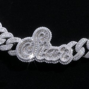 <b>Iced</b> <b>Out</b> Cuban Link Custom Initial Letter Geometric VVS Moissanite Diamond Hip Hop Silver <b>Chain</b> For Unisex Party Wear - Product Image 6