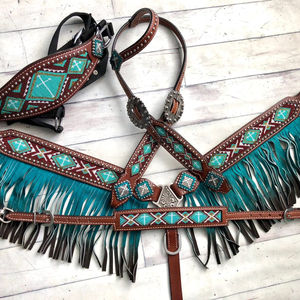 Nouveau Stock importé cuir de vachette Western cheval selle à bascule importé usiné à la main Endurance cheval tête collier de poitrine - Product Image 1