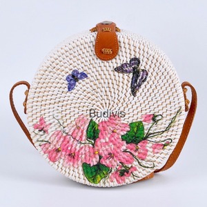 กระเป๋าหวายบาหลีคุณภาพสูง ขายส่ง มีสินค้าพร้อมส่ง หนังแท้ ปิดด้วยกระดุมเม็ดเดียว รูปทรงกลม สำหรับฤดูร้อน - Product Image 6
