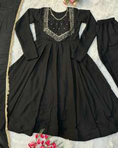 Robe de soirée d'été à séchage rapide en géorgette avec broderie et sequins, avec dupatta rouge Pishwas/Anarkali - Product Image 6