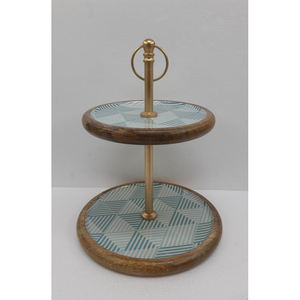 Tendance Look En Bois Forme Ronde Gâteau Stand Decal Émail Fini Pour Mariage Fête D'anniversaire Présentoir À La Main En Vrac - Product Image 6