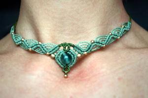 Collier en macramé vintage fait à la main, pendentif en pierre d'onyx de 10 mm, chaînes à maillons verts, cadeau de mariage ou d'anniversaire, certifié IGI, unisexe - Product Image 2