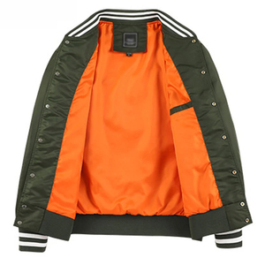 Nouvel arrivage de bombardiers à manches côtelées en coton à la mode, tenue décontractée, veste de baseball, cardigan ample et solide - Product Image 4