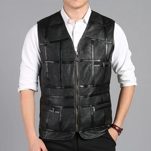 Chaleco de Cuero Genuino para Hombre, Grueso y Cálido, para Otoño e Invierno, de Piel de Oveja, Impermeable y Resistente al Viento, con Cuello en V - Product Image 6