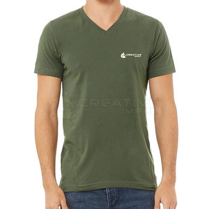 เสื้อยืดคอวีแขนครึ่งมีคุณภาพสูงบริการ OEM การเย็บปักถักร้อยและการพิมพ์สำหรับโปรโมชั่นแบรนด์ - Product Image 1
