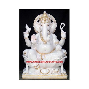 El mejor diseño antiguo para el hinduismo Ganesh estatua de indio tradicional hecho a mano blanco Makrana mármol Ganesh Ji estatua mano de obra - Product Image 1