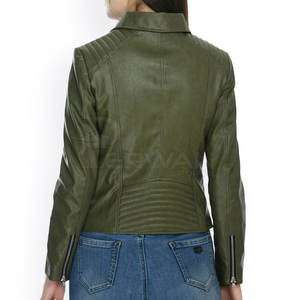 Chaqueta de cuero de alta calidad Chaqueta de cuero con logotipo personalizado Ropa de moda Chaqueta de cuero para mujer - Product Image 3