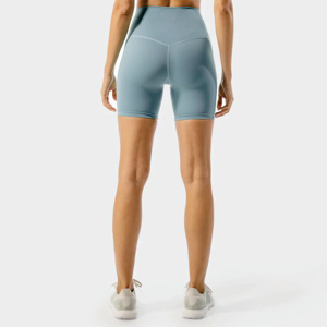 Ceinture élastique sans coupe véritable taille haute mi-cuisse longueur 74% Nylon et 26% Spandex Dusty Blue Core Agile respirant Shorts - Product Image 3