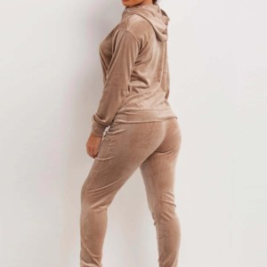 Ensemble de survêtement en coton 2 pièces coupe ajustée personnalisée pour femmes sweats à capuche en velours respirant sweats solide décontracté hiver style pakistanais - Product Image 3