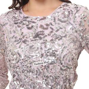 Listo para enviar elegante vestido de noche de lentejuelas de manga larga para mujer vestido de fiesta largo Formal brillante - Product Image 2