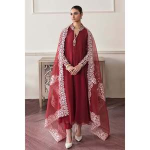 Ensemble de costume en mousseline de soie brodée pour femmes PR-757 - Product Image 1