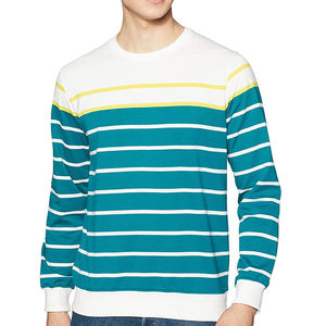 Sweat-shirt en molleton tricoté brodé à col rond pour homme, blanc, bleu sarcelle, jaune, à manches longues, coupe classique, décontracté, automne - Product Image 1