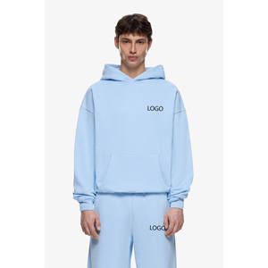 Sudadera con Capucha Azul Claro Sólida para Hombre con Logotipo Personalizado y Pantalones Deportivos a Juego Trackstar OEM Marca Privada - Product Image 2
