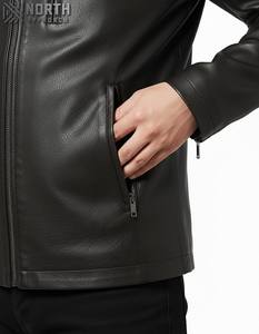 High Quality Men's Slim Leather Jacket With Embroidery Decoration Wholesale Motorcycle Jacket <b>Racer</b> Bomber Jacket Custom - Product Image 5