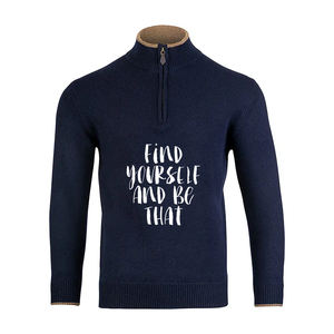 Sudaderas con cremallera de un cuarto de manga larga para hombre, Jersey personalizable azul marino, diseño de logotipo, ropa atlética cómoda y elegante - Product Image 1