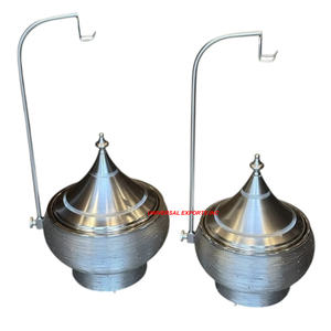 Calentador de alimentos de acero inoxidable, vajilla con acabado dorado, cazuela, olla caliente decorativa de metal de lujo para boda con tapa colgante - Product Image 2