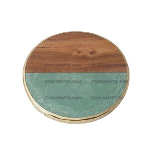 Sous-verre de forme ronde en bois et en résine avec logo personnalisé pour la vaisselle Hôtel à usage par adresse Artisanat à prix abordable - Product Image 1