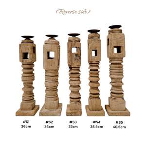 Vintage Indian Handmade Carved <b>Candle</b> Stand-Various Styles Home Decor 100% Natural Pillar <b>Candles</b> - Product Image 3