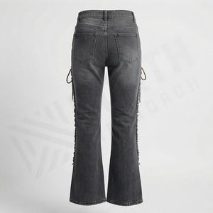 Pantalons en jean décontractés pour femmes, de haute qualité, respirants, délavés, couleur personnalisée, taille personnalisée, grande taille, streetwear - Product Image 2