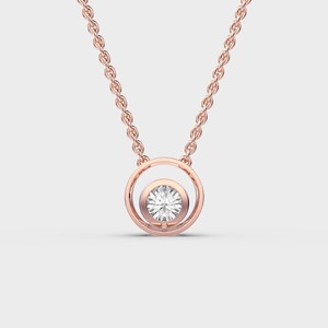 Pendentif solitaire cercle serti clos en diamant de laboratoire certifié IGI en or jaune/rose et or blanc 14 carats, pendentif flottant minimaliste - Product Image 4