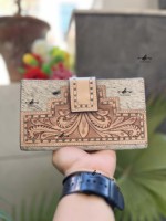 Dompet Kulit Sapi Asli Ukiran Tangan, Tas Selempang, Tempat Ponsel, Desain Baru, Multifungsi, Dompet Kulit Gaya Barat