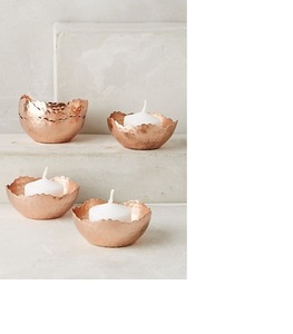 Bougeoirs à bougie martelés en cuivre uniques pour la décoration de la maison Bougeoirs - Product Image 1