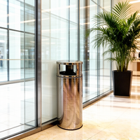DB-65J poubelle à trois voies en métal intérieur extérieur hôpital poubelle avec capot de pluie haut poubelle commerciale poubelle ronde 6 Gal