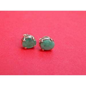 Pendiente de Esmeralda Natural, joyería de plata de ley 925 con acabado de oro rosa, piedras preciosas facetadas para niñas y mujeres, modelo - Product Image 2