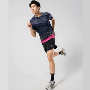 Pantalones cortos para correr de lona de cintura media informales OEM para hombre, diseño de costilla elástica, cierre elástico, patrón de Bermudas sólido, tejido de punto - Product Image 6