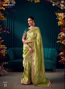 Último diseñador Pure Banarasi Kanjivaram Fabric con Heavy Work Border Saree - Product Image 2