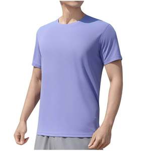 Chemises Hip Hop à col en V en Spandex/Nylon pour hommes, manches courtes, coupe régulière, couleur unie, t-shirts décontractés, tricotés légers d'été - Product Image 5