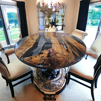 Table de salle à manger de luxe moderne en bois d'acacia et résine, design artistique, étanche, table basse pour salon, mariage, retraite