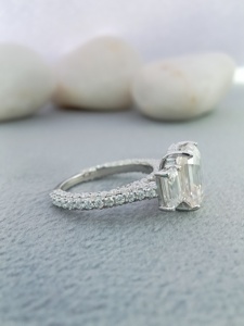 Anillo de Compromiso Clásico para Mujer, Oro Blanco, Diamante Cultivado en Laboratorio, Corte Esmeralda, Solitario, 14k/18k, Moderno, Certificado - Product Image 3