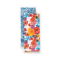Serviettes de golf de luxe en coton biologique indien, 45x65cm, 200 GSM, séchage rapide, anti-rétrécissement, durables, bleu floral brodé