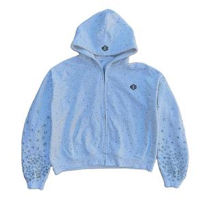 Sudadera con Capucha y Cremallera para Hombre, con Pedrería Brillante, Estilo Urbano, Talla Grande, Moda, OEM - Product Image 3