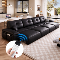 Canapé inclinable ergonomique haut de gamme en cuir, avec repose-jambes extensibles, soutien multi-zones, accoudoirs rabattables avec table et rangement