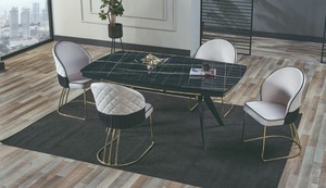 ชุดห้องรับประทานอาหารหรูหราใหม่ล่าสุด 1 โต๊ะและ 6 เก้าอี้ ออกแบบมาด้วยสไตล์ที่ทําให้พื้นที่ของคุณแตกต่าง - Product Image 4