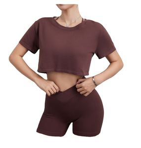 Ropa de mujer, camisetas cortas a la venta, ropa informal Lisa ajustada, camisetas cortas transpirables para mujer - Product Image 3