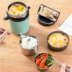 Conteneur alimentaire isotherme en acier inoxydable double paroi anti-fuite 1,5/2,0/2,3L, boîte à lunch portable pour enfants, idéal pour l'extérieur - Product Image 4