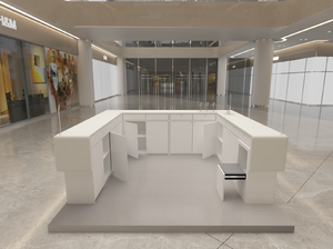 Lacquor Paint Solid Surface Modern Convertible Kiosk <b>Counter</b> in High End Shopping Malls - Product Image 3