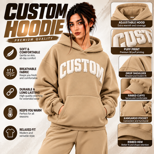 Sweat-shirts à capuche pour femmes en coton 100% de qualité supérieure, streetwear, survêtements, denim, impression en relief, poids lourd - Product Image 2
