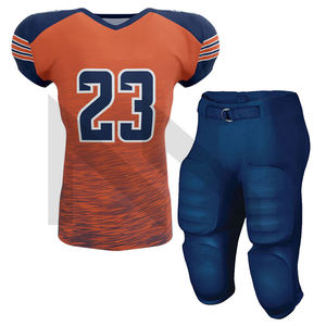 Conjunto de uniforme de fútbol americano personalizado, pantalones cortos transpirables, camiseta sublimada OEM de talla grande, estilo diferente para fútbol con bandera - Product Image 1