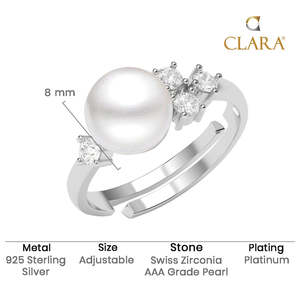 Anillos de Plata de Ley 925 de Primera Calidad para Mujer, Diseño Geométrico con Perla, Estilo Romántico, Baño de Rodio, para Regalo - Product Image 5