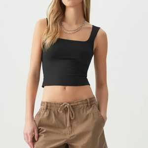 Camiseta sin mangas de color sólido recortada con cuello cuadrado para mujer, informal, básica, 8 opciones de color - Product Image 6