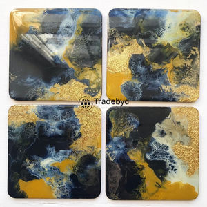 ชุดจานรองแก้วเรซิ่นทำมือ ดีไซน์หรูหรา ขนาด 4x4 นิ้ว รูปทรงสี่เหลี่ยม คุณภาพพรีเมียม มีหลายสีให้เลือก จำหน่ายโดย Tradebyd - Product Image 4