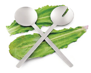 ชุดช้อนและส้อมเสิร์ฟสลัดสแตนเลส ดีไซน์คลาสสิก ปลอดภัยต่อสิ่งแวดล้อม ใช้กับเครื่องล้างจานได้ ผิวด้าน - Product Image 1