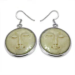 Pendientes de Plata de Ley 925 con Diseño de Cara de Luna para Mujer, Joyería de Moda Celestial - Product Image 3